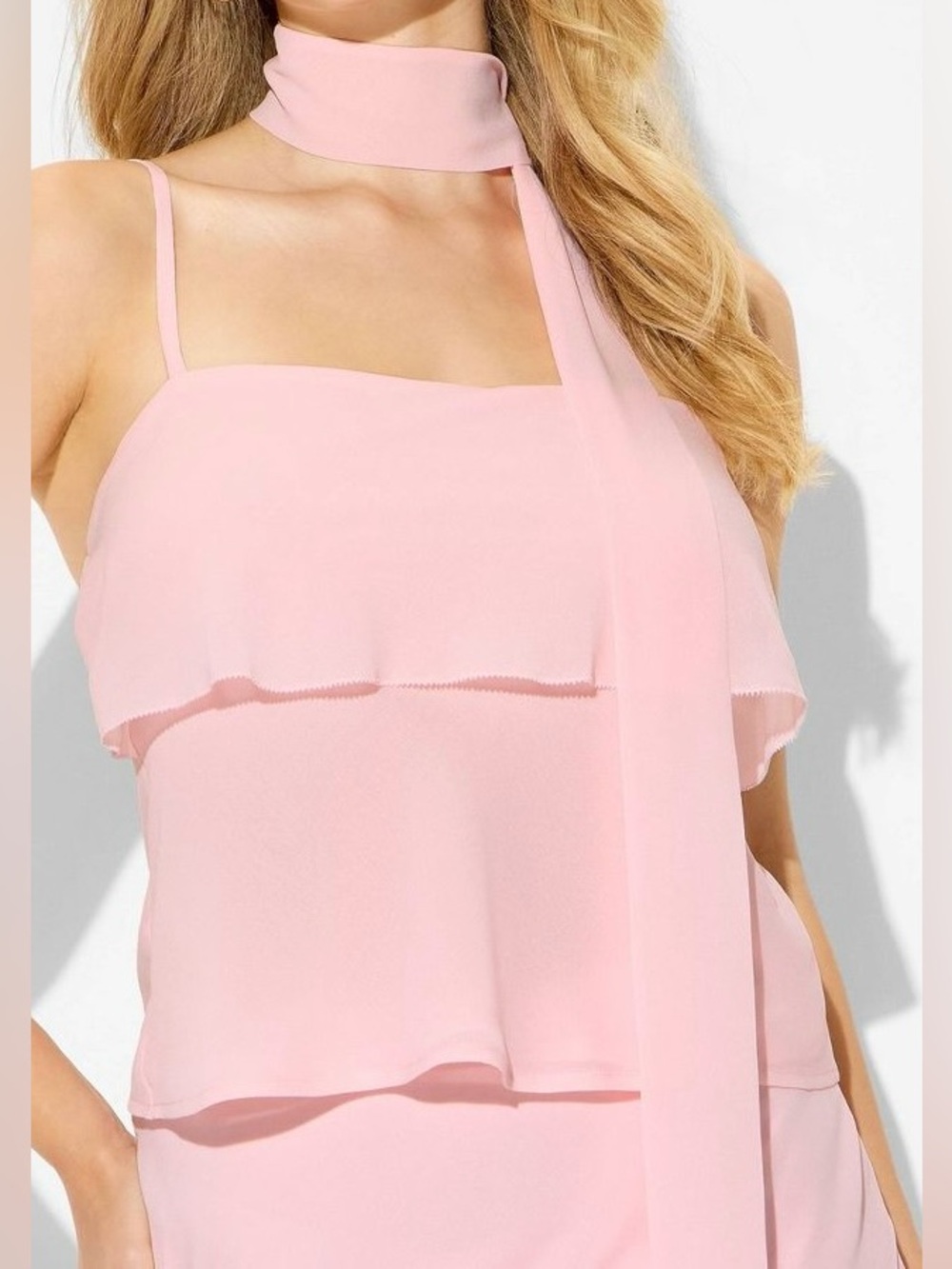 wild fable Pink Layered Chiffon Scarf Halter Cami small